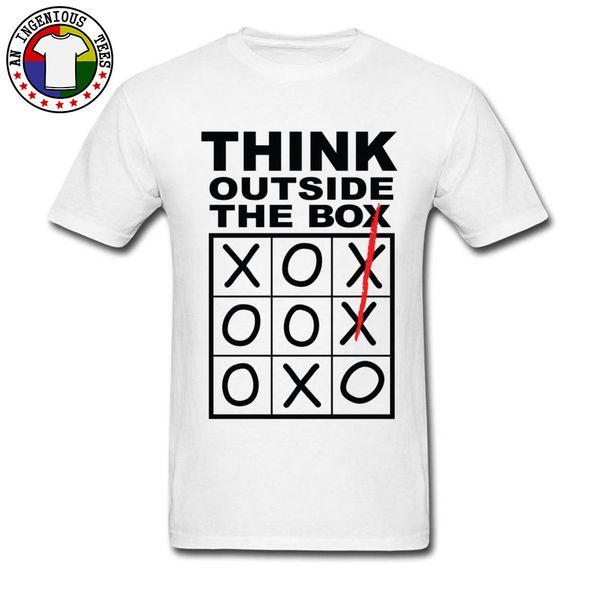 

new listing fashion men t-shirt image print think outside the box typography composition text design white nice tshirt mens