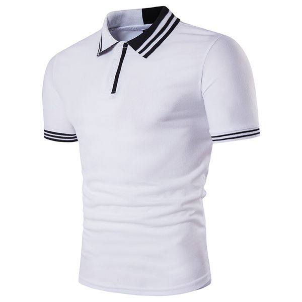 

2020 men shirt brand men's short sleeve polos patchwork collar shirts dropshipping, White;black