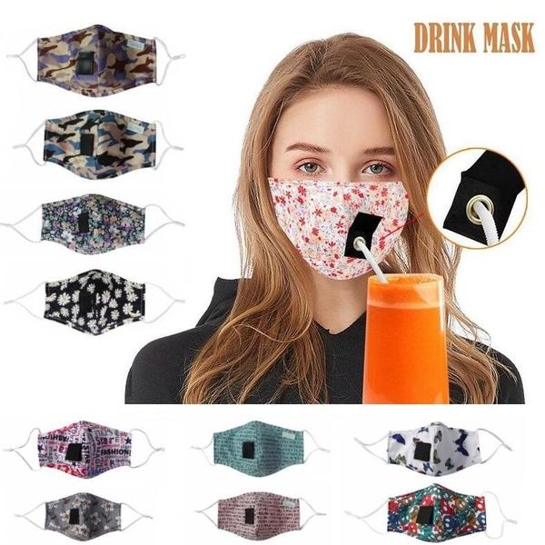 

party drink masks and kids anti pm2.5 pollution fog cotton mouth straw mask reusable washable dustproof protective face cover