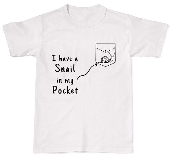 

2019 новая бренд дешевой продажи у меня есть улитка в кармане cute cotton t shirt t-shirt