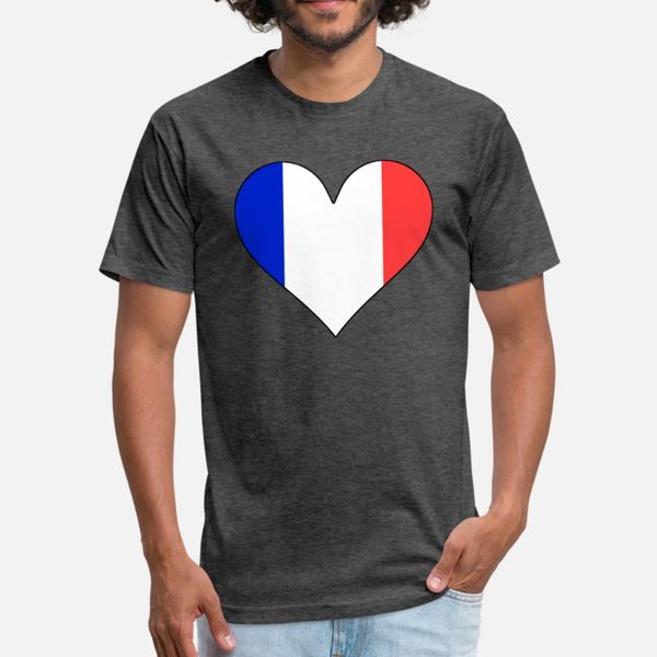 

france flag heart t shirt men printed short sleeve round neck standard crazy fashion summer style standard shirt