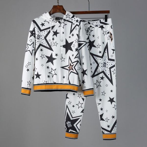 

fashion letter print men hoodies suits brand tracksuit men hip hop sweatshirts+sweatpants autumn winter fleece hooded pullover, Gray