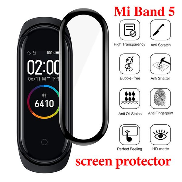 Screen Protector-Glas für Xiaomi MI-Band 5 Film Full Cover weiche 3D-Schutzglas für Miband 5 auf Smart-Armband 5