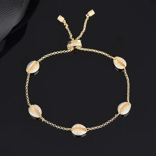 

link, chain queen lotus shell bracelets for women adjustable geometric, Black