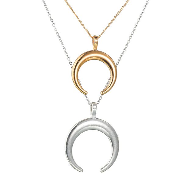 

moon pendant necklace silver color and gold half moon necklace womens horn chain gold collares
