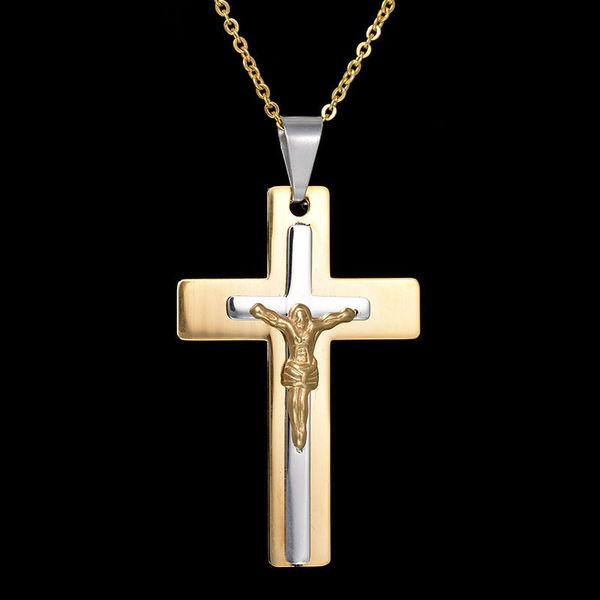 

cross stainless steel pendant stainless steel men's necklace fashion jewelry couple necklace, Silver