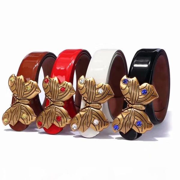 

2019 new luxury women belt designer belt fashion mosaic diamond butterfly buckle female chastity belt ing, Black;brown