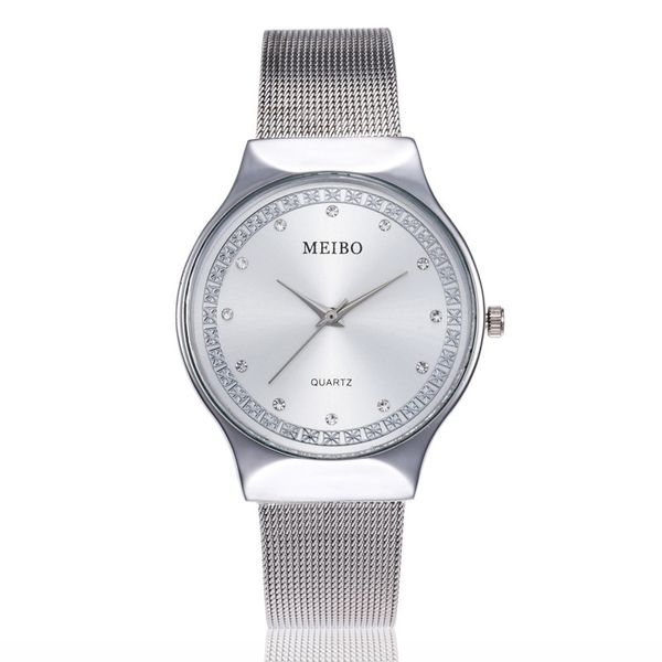 

2020 rushed joom style fashion set auger alloy mesh belt table contracted quartz decoration. lady watch, Slivery;brown