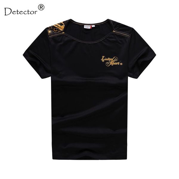 

detector women short sleeve sports quick dry running t shirt fitness gym outdoorathletic tees, Black;blue