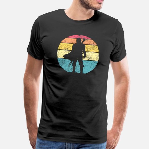

mandalorian in retro sunset pop culture series t shirt men designer 100% cotton size s-3xl letter graphic comical summer unique shirt
