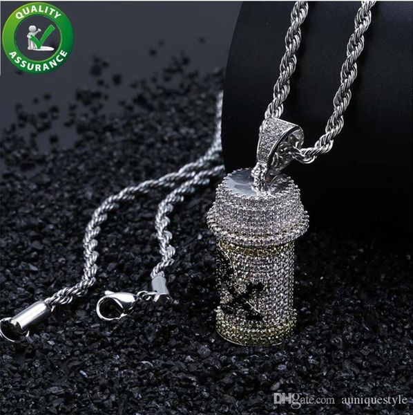 

iced out pendant mens hip hop jewelry luxury designer necklace diamond pendants + rope chain micro paved bling cz women wedding accessories, Silver