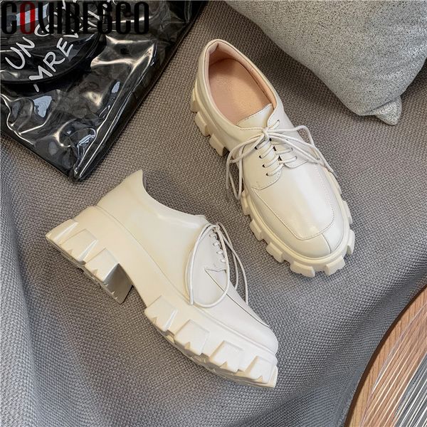 

dress shoes covibesco retro platform genuine leather women's cross tied round toe chunky heels pumps autumn casual basic woman, Black