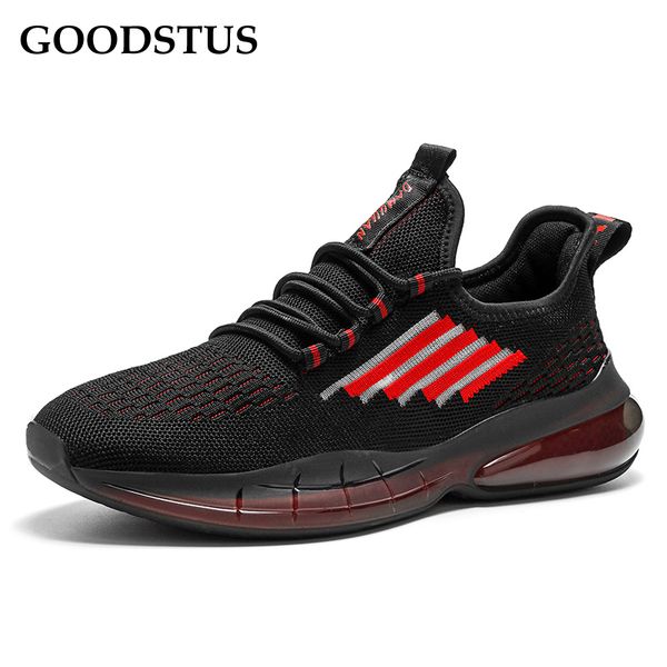 

goodstus men mesh sneaker breathable thick sole comfortable height increase new fashion large size male sneaker, Black