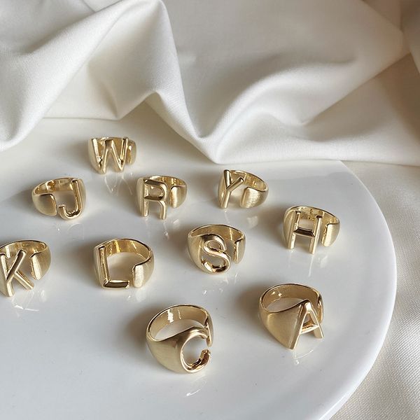 

new titanium steel ring english alphabet letter ring women and girl stainless steel trendy jewelry, Golden;silver