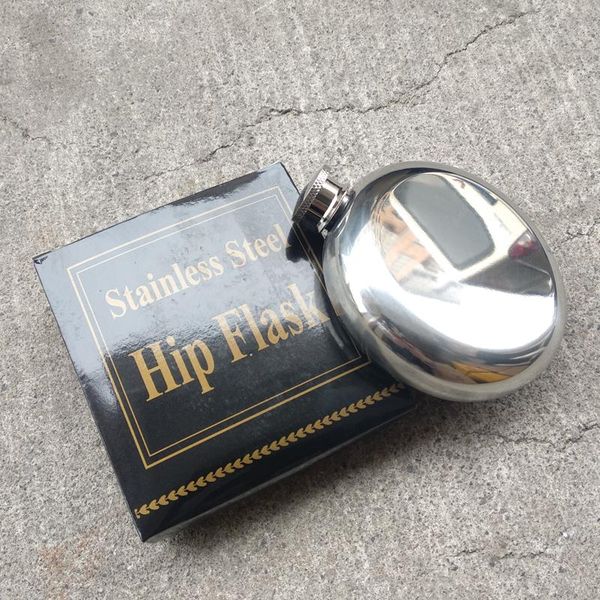 

5oz stainless steel hip flask portable outdoor flagon whisky stoup wine pot alcohol bottles mini round men pocket hip flasks dbc dh0870