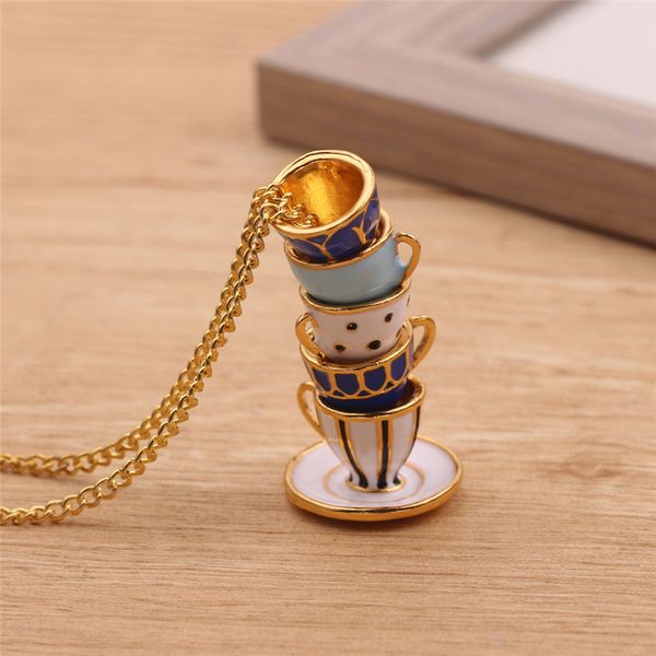 

bead string type fashion stack cups pendant necklace cute stereoscopic creative jewelry for women charm collar gift accessories, Silver