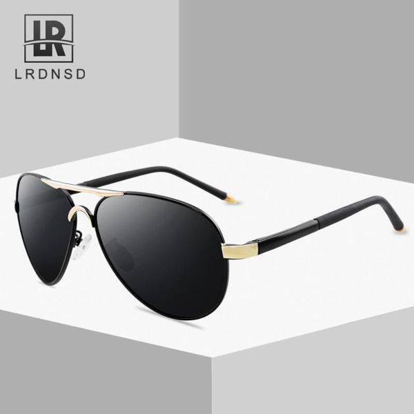 

lrdnsd polarized sunglasses men brand metail frame design pilot male driving uv400 glasses gafas de sol, White;black
