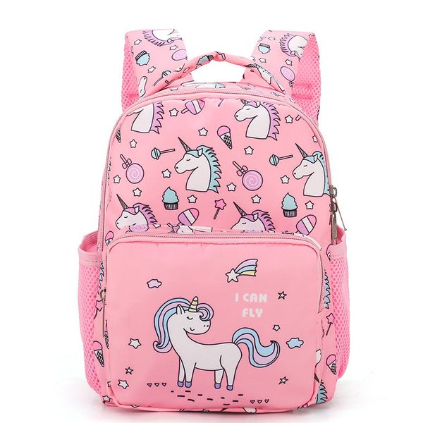 

2019 new pink purple nylon printing backpack kindergarten student cartoon cute girls children's schoolbag waterproof portable