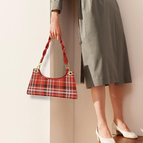 

underarm bag plaid braid double shoulder strap 2020 new personality baguette summer fashion female handbag a029