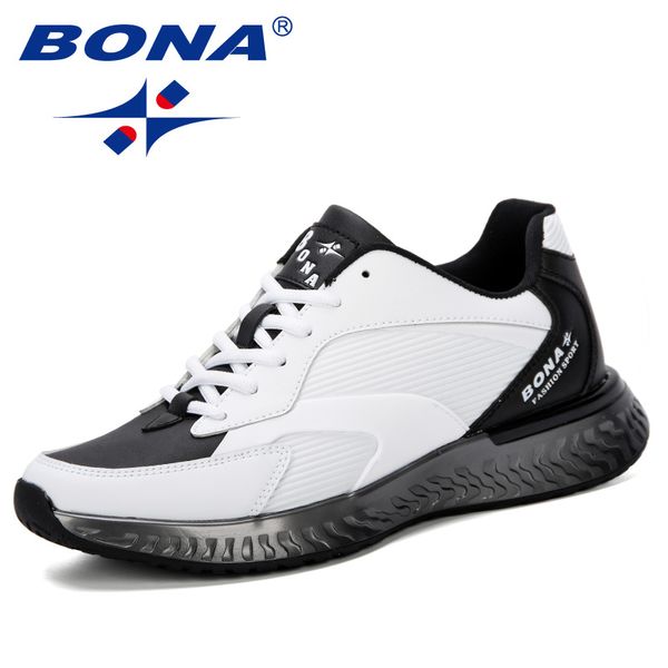 

bona 2020 spring autumn antiskid bottom shoes lightweight male comfortable fashions hombre sneakers cow leather men casual shoes, Black
