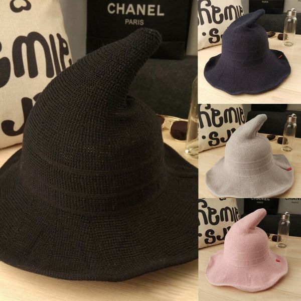 

modern witch hat made from knitting sheep wool halloween party witch hats, Blue;gray
