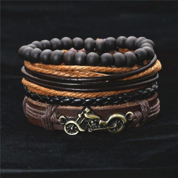 

new fashion bicycle bike multilayer leather bracelet braided handmade femme homme bead wrap women men bracelets & bangles male, Golden;silver