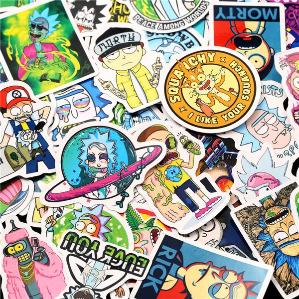 

50pcs/lot rick and morty funny style pvc stickers cool colorful motorcycle suitcase car bike jdm guitar waterproof stickers