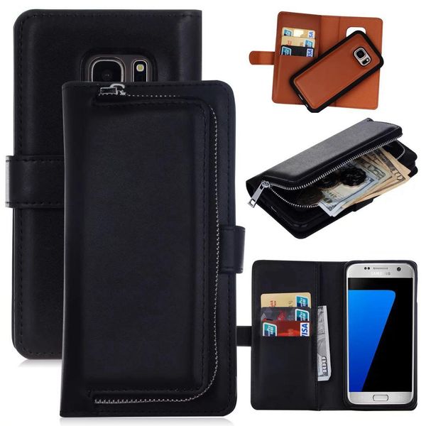 

cgjxs2 in 1 magnet detachable removable zipper leather wallet case cover for iphone 11 11 pro 11 pro max galaxy note 10 note 10 50pc /lot