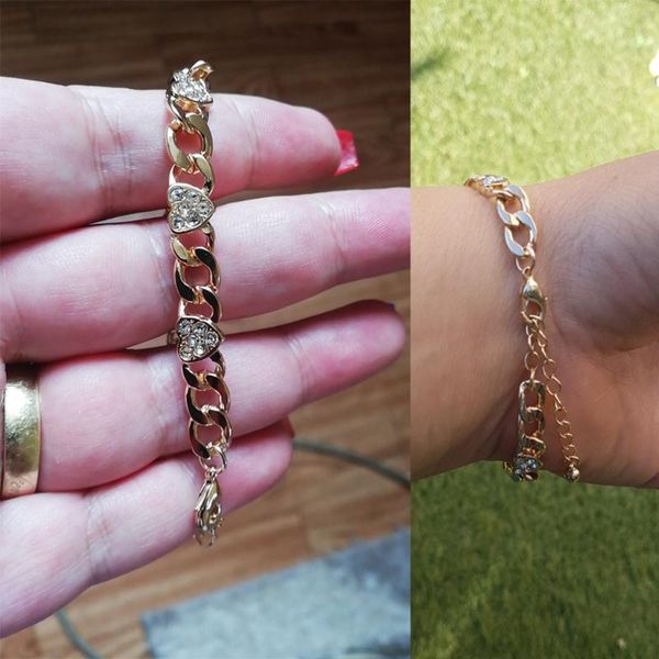 

link, chain pretty love heart bracelet 2021 trend punk boho girly statement jewelry accessory, Black