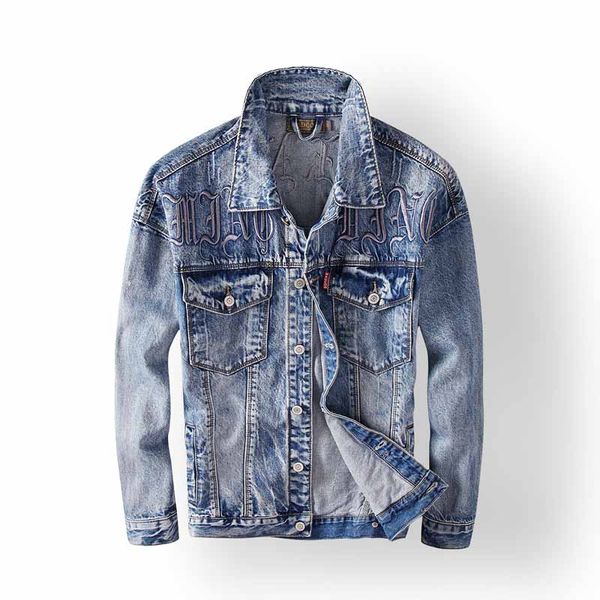 

kiovno high street men's fashion embroidery jeans jackets blue color washed denim jackets coats for male, Black;brown