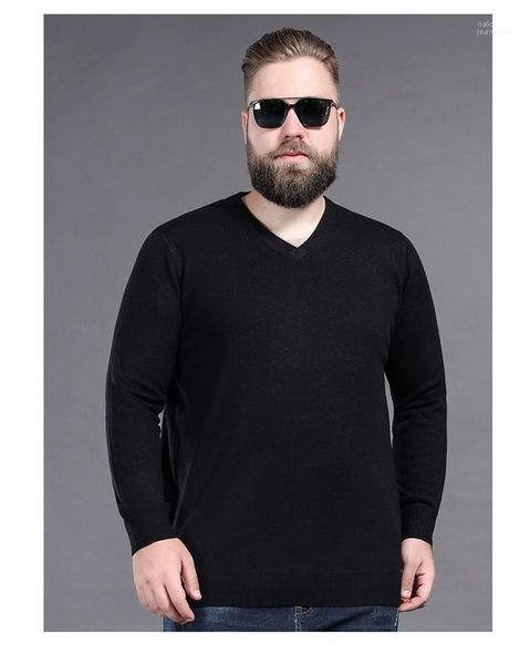 

v neck long sleeve solid color fashion style homme clothing plus size mens autumn desinger sweaters, White;black