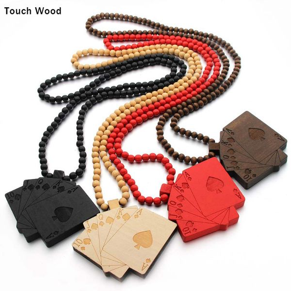 

wood laser poker pendant necklace hip-hop jewelry, Silver