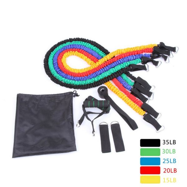 

11 pcs tube resistance bands set with protective nylon sleeves fitness elastic bands home training workout equipment 1