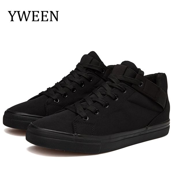 

yween fashion men casual shoes men canvas shoes breathable lace up sneakers, Black