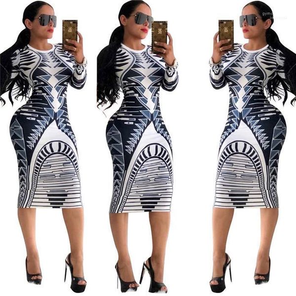 

club dresses female clothes designer women summer dresses o-neck skinny long sleeve dress women flora printed, Black;gray