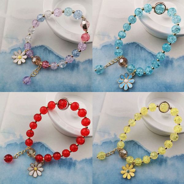 Braccialetto Gioielli Bella pietra preziosa coreana Ametista Identificazione Braccialetti con perline Braccialetti impilabili da donna con margherita fortunata color caramella