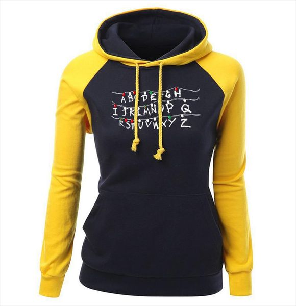 

womens hoodies spring fashion streetwear harajuku brand kawaii hoody print stranger things kpop sweatshirt raglan hoodie, Black