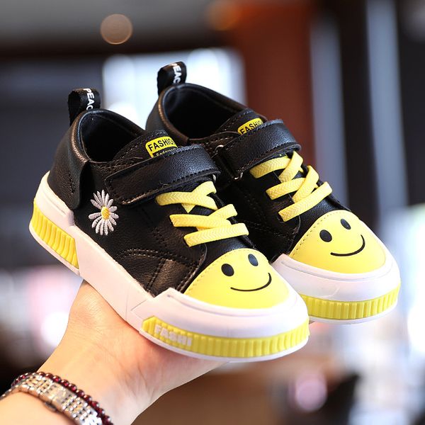 

children shoes girls boys sport shoes antislip soft bottom kids baby sneaker casual flat leather white toddler kid, Black