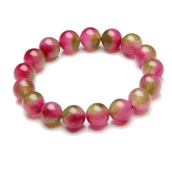 Bracciale con filo di quarzo con perline di tormalina anguria Gioielli in pietra naturale per Femme Misura regolabile Colore rosso verde