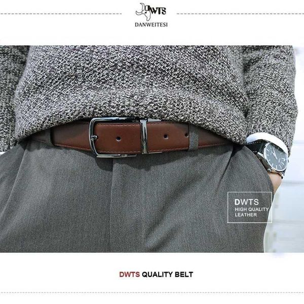 

dwts]fashion luxury leather belt men brand belt male leather pin buckle for male style rotatable ceinture homme01, Black;brown