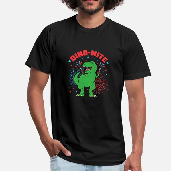 

4th of july dinosaur dino mite t shirt men custom cotton size s-3xl outfit crazy basic summer style standard shirt