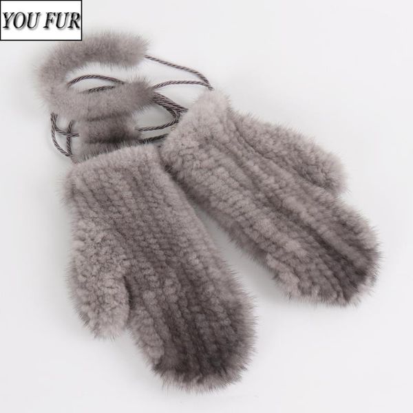 

outdoor warm soft women real gloves girls knitted good elastic real gloves winter 100% mittens, Blue;gray
