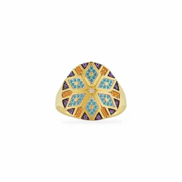 

Junerain Brand Bohemian Style Ring Colorful Tribal Round Ring Band Decorated with Individual Female Style Holiday Party Couple Ring