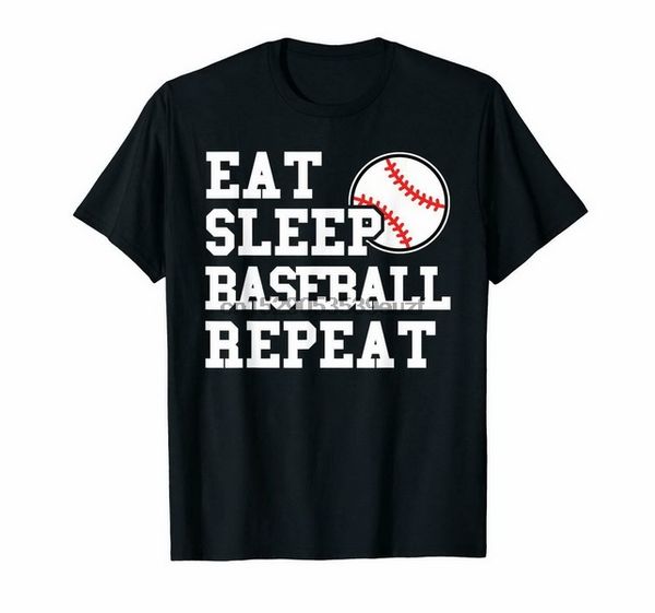 

black eat sleep baseball repeat funny baseball player t shirt 100% cotton popular tagless tee shirt