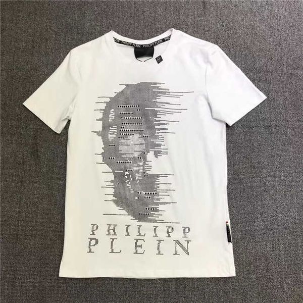 

men shirt phillips plains t-shirt fashion casual o-neck cool bear fitness t-shirt mens designer summer short sleeve men clothing, White;black