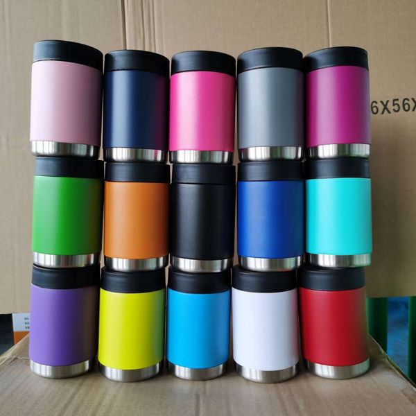 

12oz many colors coke cans water bottle stainless steel tumblers coffee mugs milk vacuum cup with lid