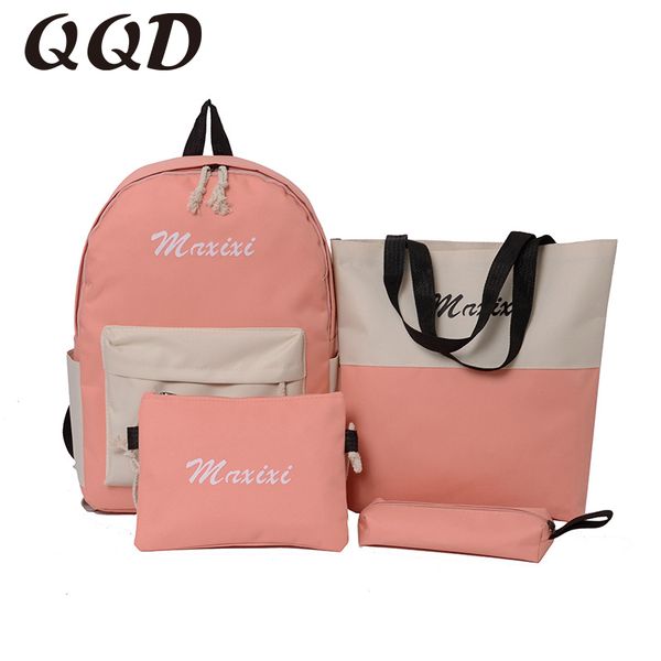 

4шт / набор женщин школьных рюкзаков оксфорд ткань водонепроницаемая для подросткового школьным студент девушки книги мешок леди путешествие