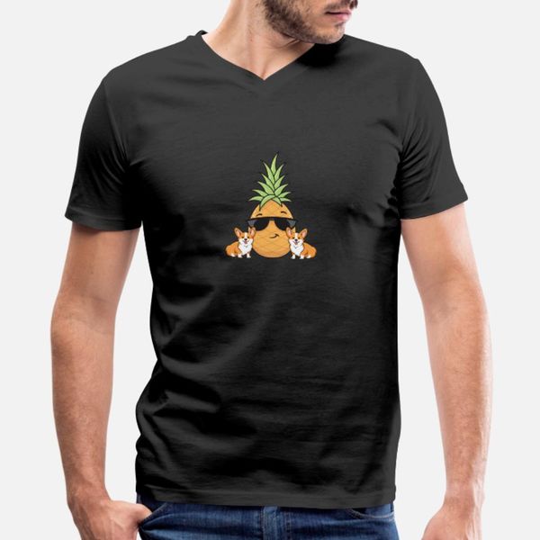 

pineapple corgis t shirt men customize tee shirt s-xxxl male loose new style summer pictures shirt