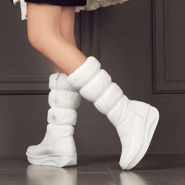 

fashion women winter snow boots warm fur wedges high heels boots tight high long shoes woman platforms high boots girls woman shoes y3b