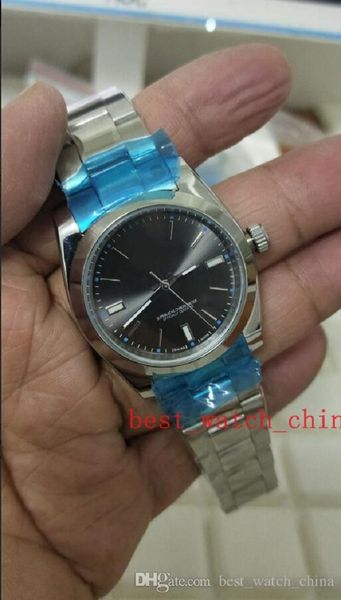 

2019 factory supplier oyster perpetual 114300 dark grey dail 36mm watch stainless steel asia 2813 movement. men's fashion wristwatches, Slivery;brown